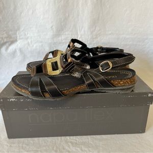Napa Flex by David Tate Black Leather Sandals